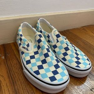 Blue Checkered Slip on Vans